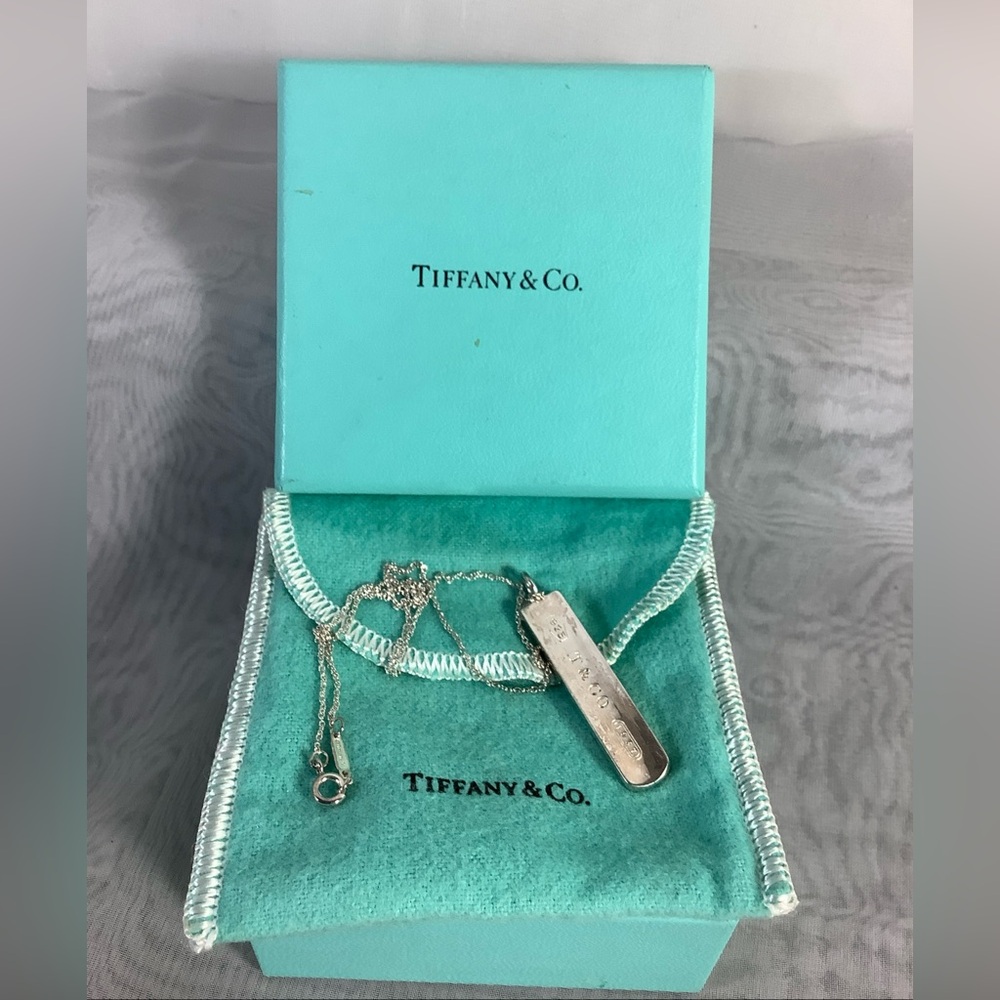 Tiffany & Co. Sterling Silver Bar Necklace 16” Chain - Authentic